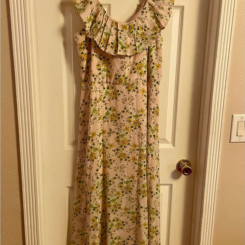 BCBGeneration Yellow Floral Maxi Dress